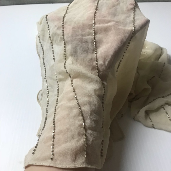 INC champagne line beaded evening shawl scarf - Picture 3 of 6